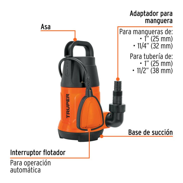 Truper BOS 1LP Bomba sumergible plástica - Imagen 6