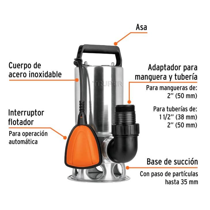 Truper BOS 1 SM 1 HP Bomba sumergible - Imagen 6