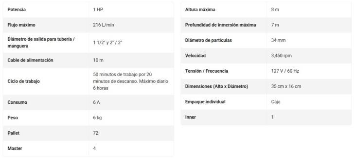 Truper BOS 1 SM 1 HP Bomba sumergible - Imagen 3