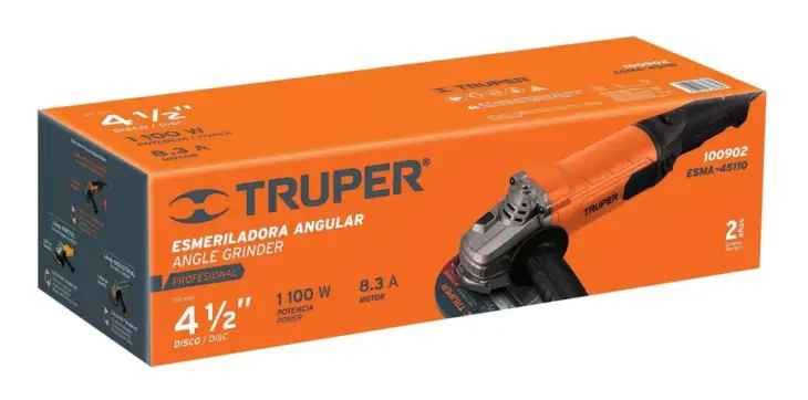 Truper esmeriladora Esmeriladora angular 4-1/2", 850W, TRUPER ERGO PRO - Imagen 2