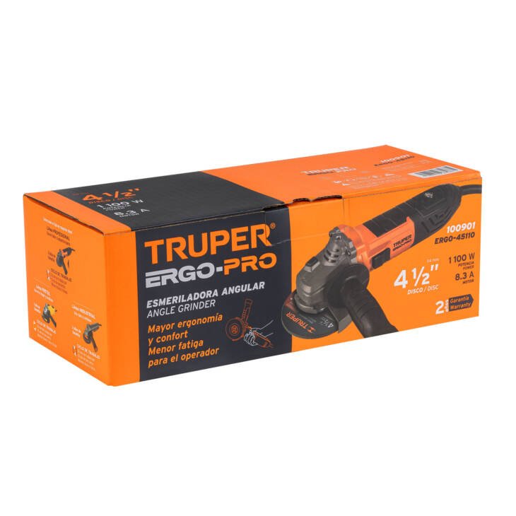 Esmeriladora angular 4-1/2", 1100W, TRUPER ERGO PRO ERGO-45110 - Imagen 4