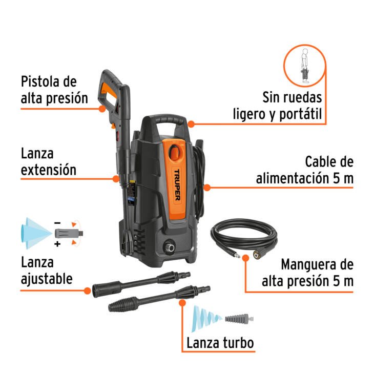 Truper Hidrolavadora eléctrica 1500 PSI, Truper - Imagen 7